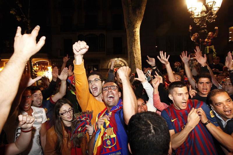 Celebración del título del Barça en Canaletas