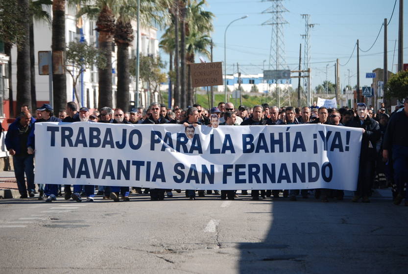 Los astilleros de la Bahía toman la calle para pedir carga de trabajo